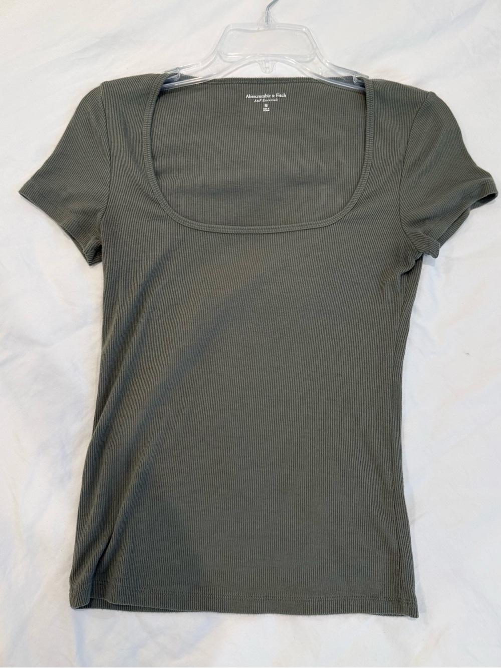 Abercrombie & Fitch Olive Ribbed Scoop Neck Short Sleeve Tee